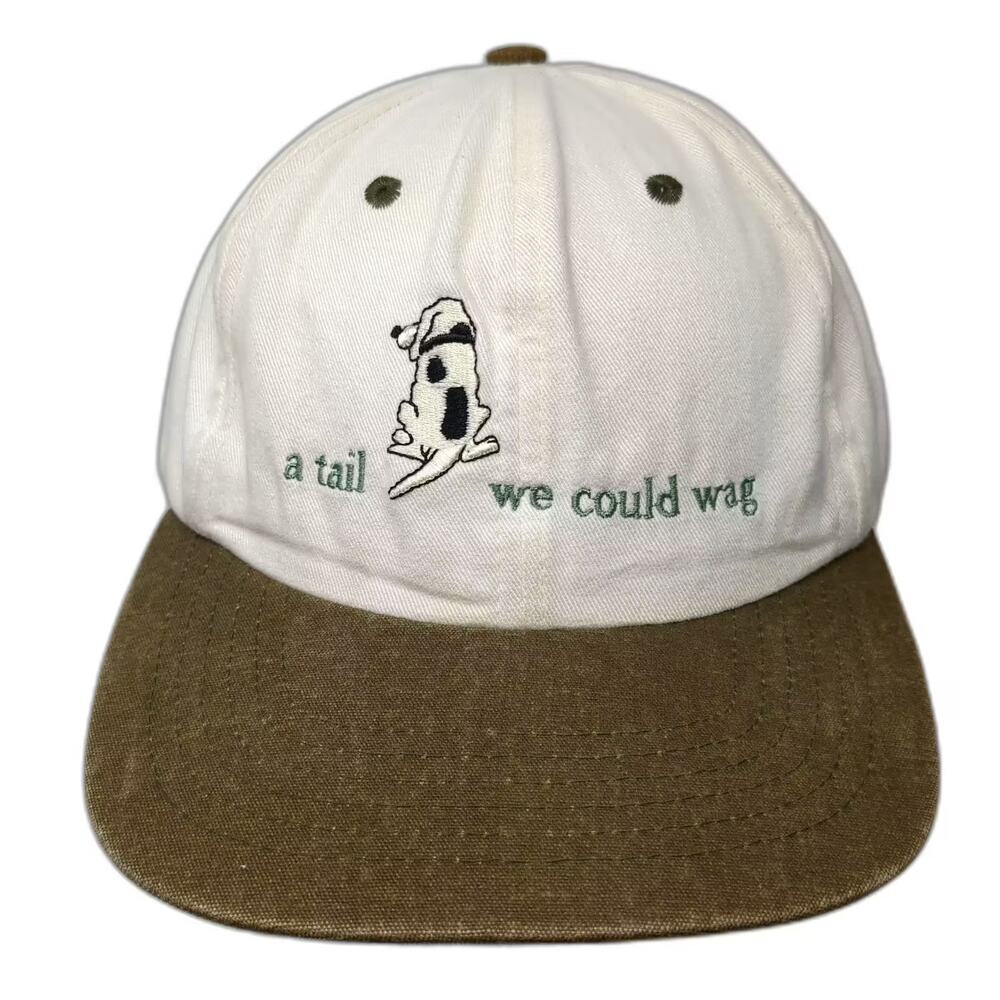 Ski Country Imports Baseball Cap White Brown OS Hat Tail Wag Dog Embroidered
